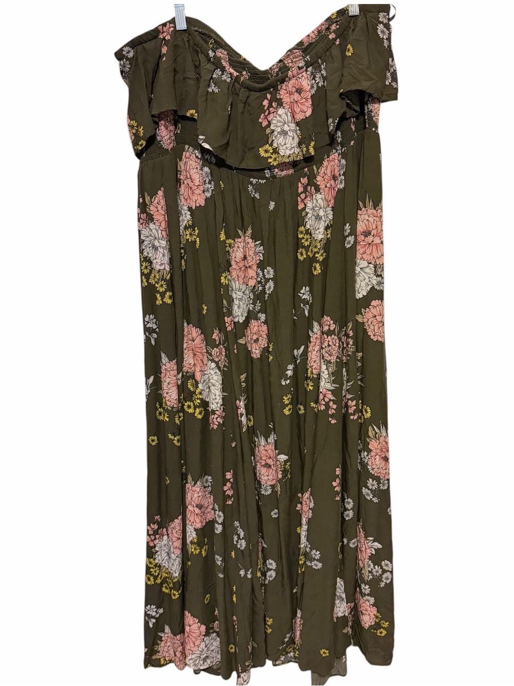 Torrid Olive Green Floral Strapless Maxi Tube Dress - Size 4(26) - Picture 4 of 6